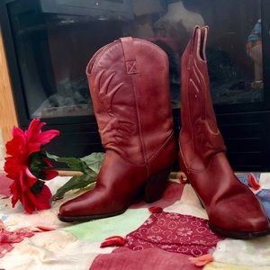 BRAZILIAN Designer Leather Cognac Cowgirl Boots 8M